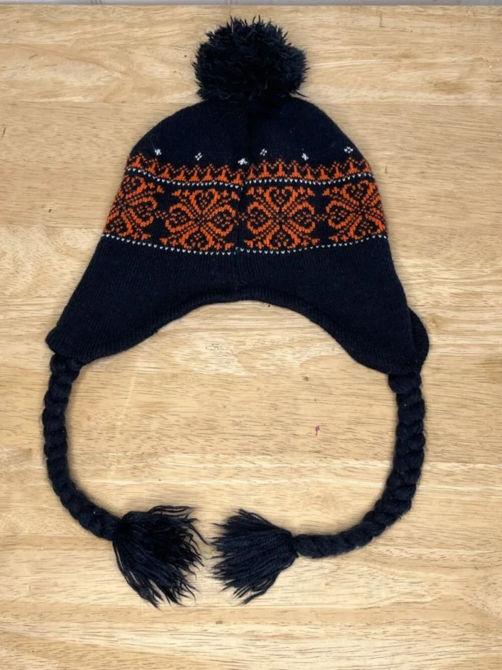 Auburn Tigers Childs Tied Toboggan w Earflaps and Pom Poms